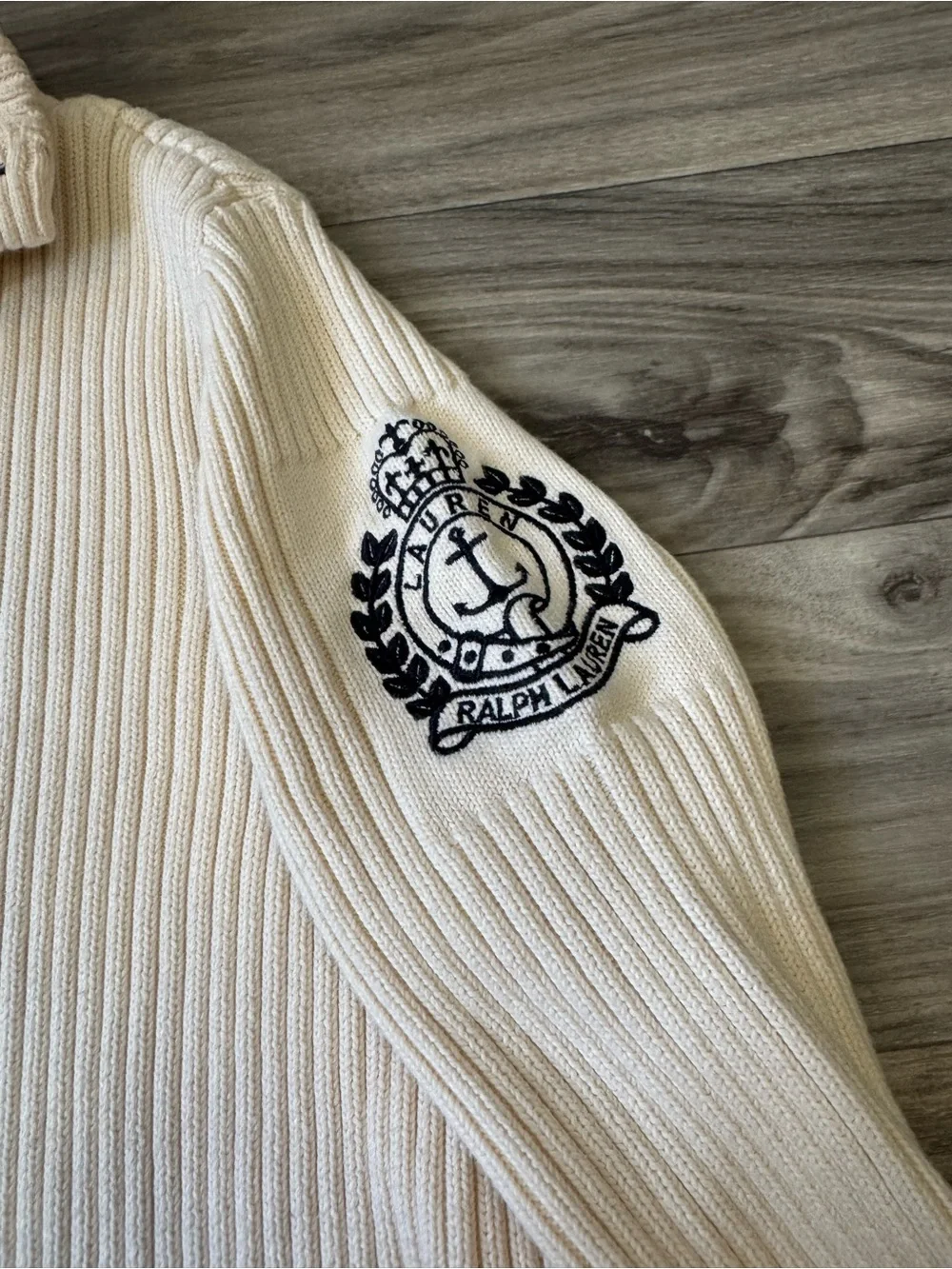 Vintage Lauren Ralph Lauren Ribbed Knit Cardigan Sweater Crest